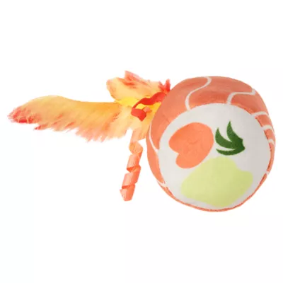 Product Meowland Sushi Roll Catnip Plush w/ Feathers Cat Toy