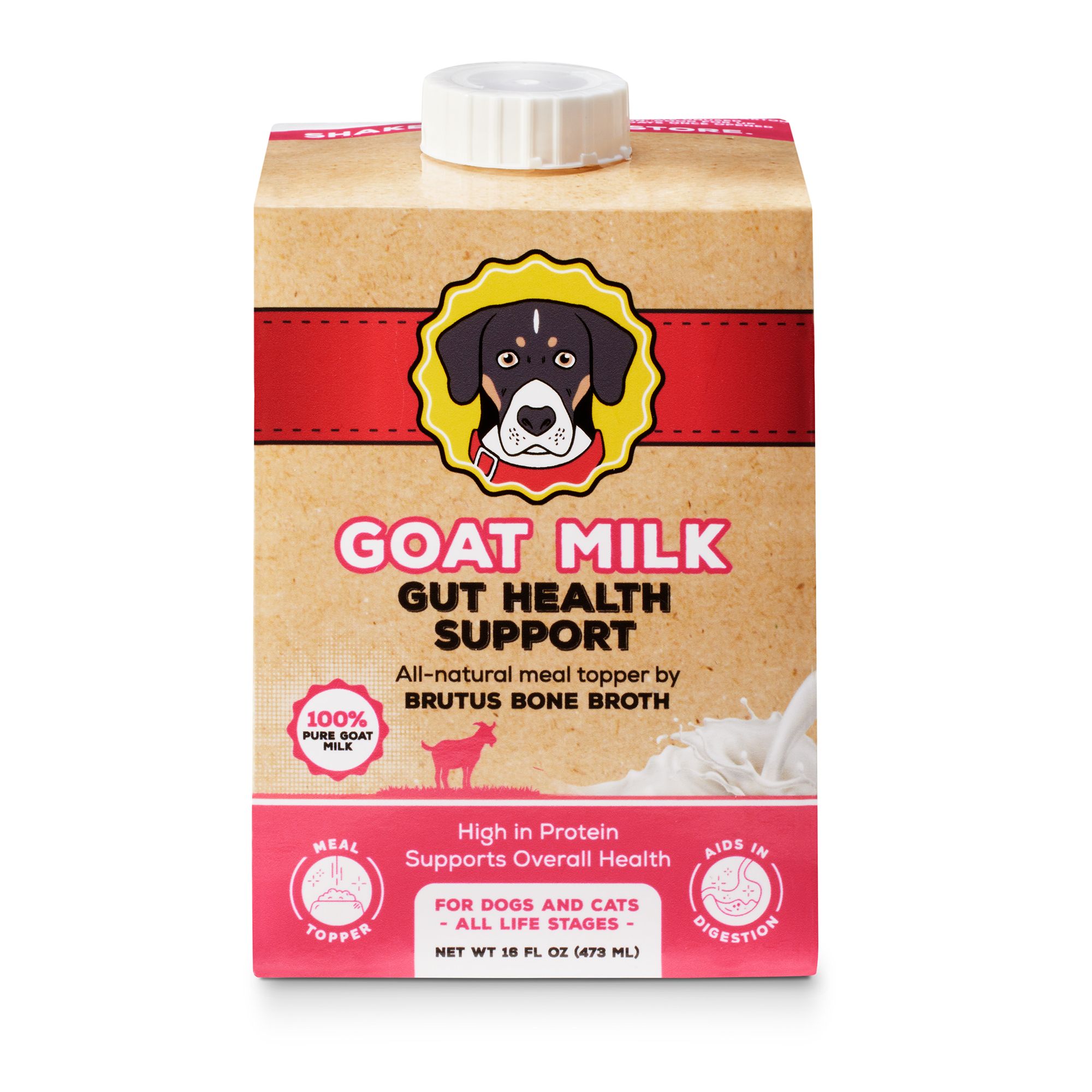 Brutus Bone Broth Goat Milk Gut Health Support All Life Stages Dog Food Topper - 16 fl oz by Brutus Broth