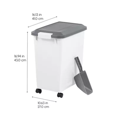 Product IRIS, Airtight Pet Food Container - Dog & Cat Food Storage Bin - Treat Box with Scoop