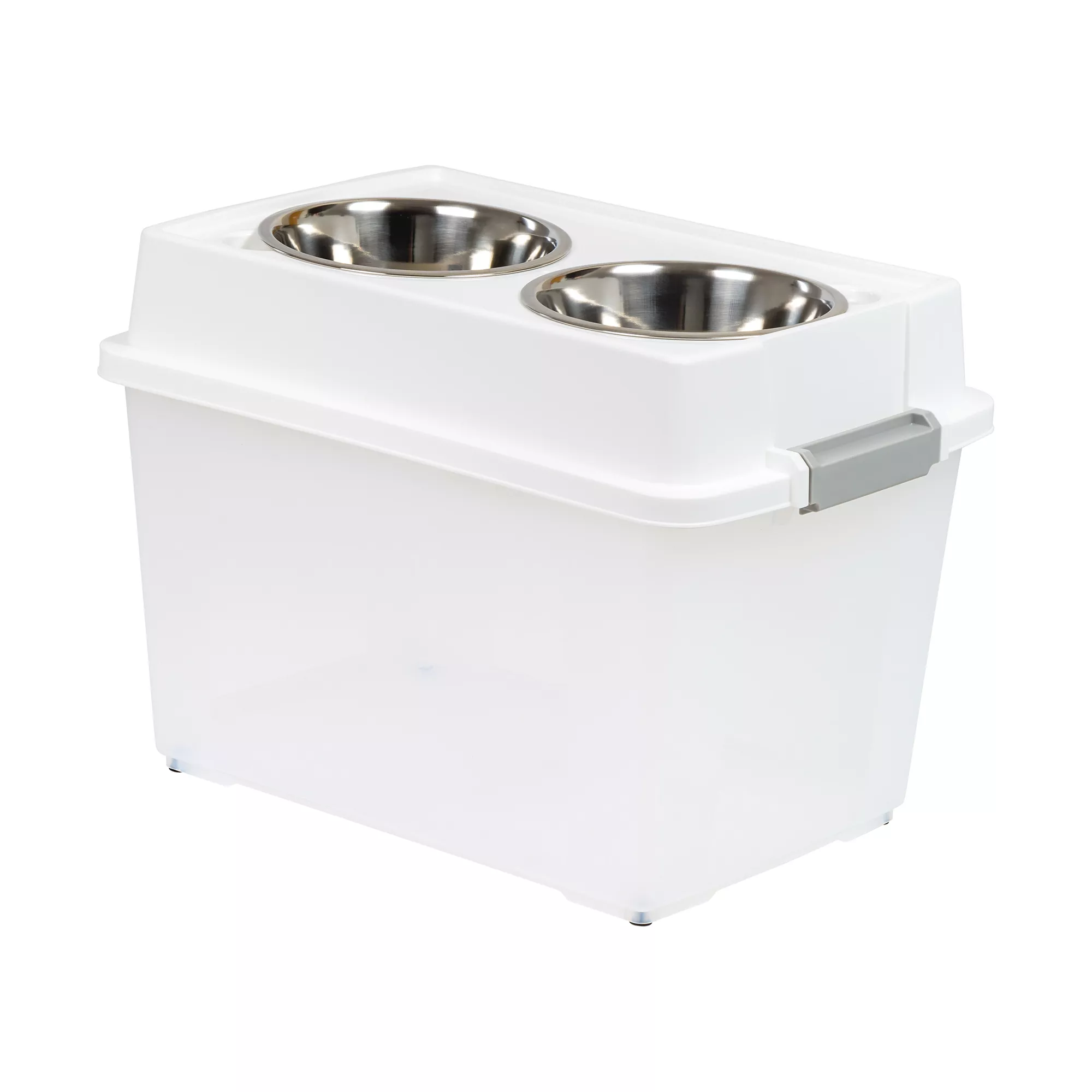 IRIS, 47 Lbs. Airtight Pet Food Container, Dog - Cat Food Storage Bin - Treat Box with Bowls