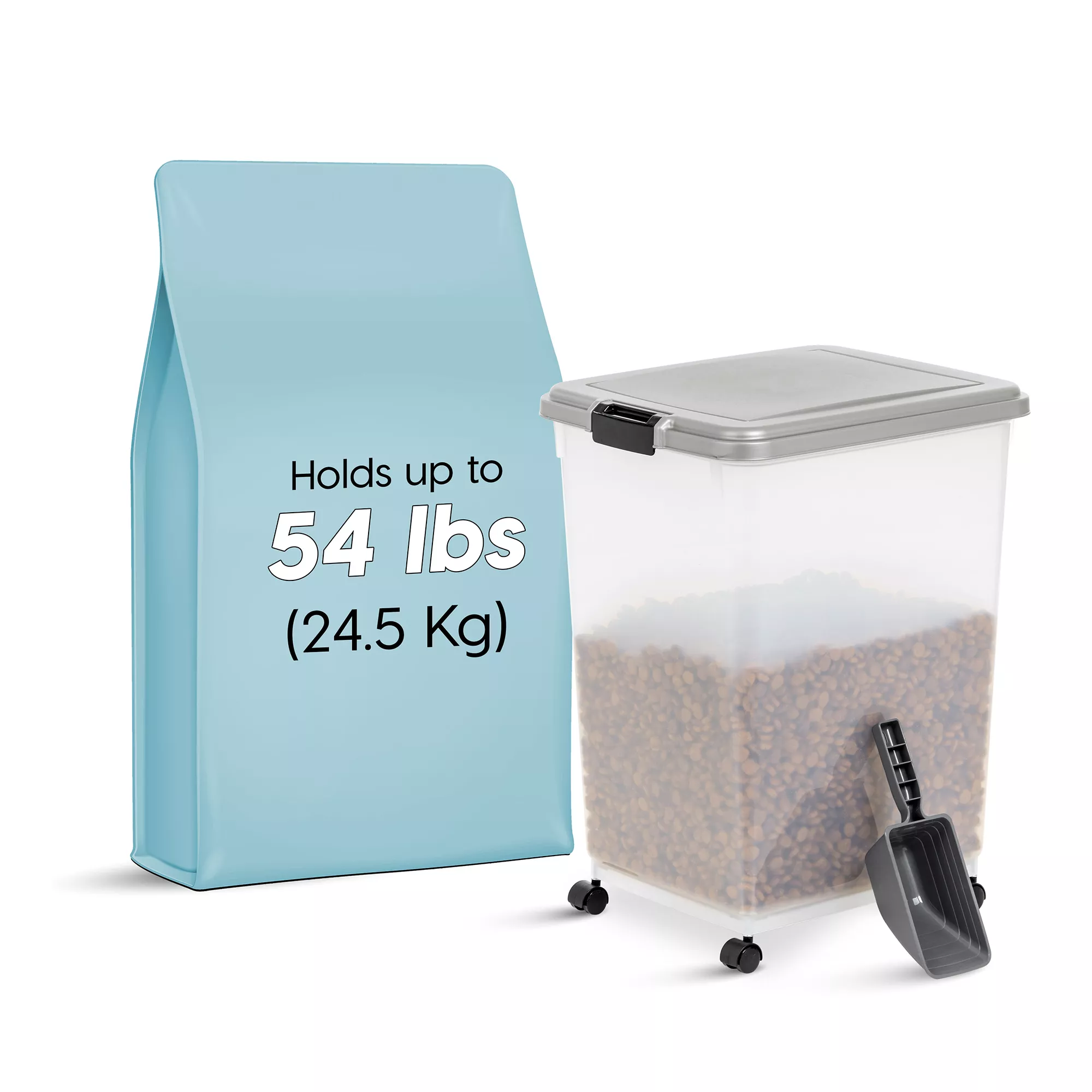 IRIS, 54 Lbs. Airtight Pet Food Container - Dog & Cat Food Storage Bin with Scoop