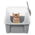 IRIS, Open Top Cat Litter Tray with Scoop and Scatter Shield, Cat Litter Pan, Gray image thumbnail 3