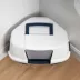 IRIS, Large Corner Cat Litter Box with Lid - Enclosed Design, Handle & Buckles, Navy/White image thumbnail 3