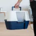 IRIS, Large Corner Cat Litter Box with Lid - Enclosed Design, Handle & Buckles, Navy/White image thumbnail 5