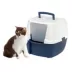 IRIS, Large Covered Cat Litter Box with Front Door Flap - Enclosed Design & Handle Navy/White image thumbnail 1
