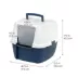 IRIS, Large Covered Cat Litter Box with Front Door Flap - Enclosed Design & Handle Navy/White image thumbnail 7