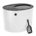 IRIS, Top Entry Cat Litter Box with Scoop - Stylish Round Enclosed Design, White & Black image thumbnail 1