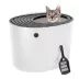 IRIS, Top Entry Cat Litter Box with Scoop - Stylish Round Enclosed Design, White & Black image thumbnail 2