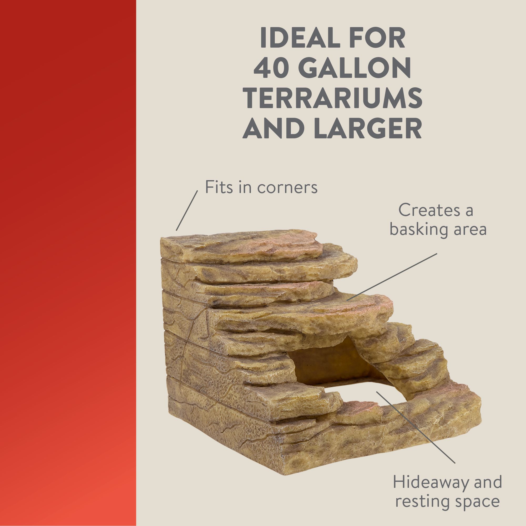 Thrive Desert Reptile Corner Hide - Reptile Hide Decor - thumbnail 4