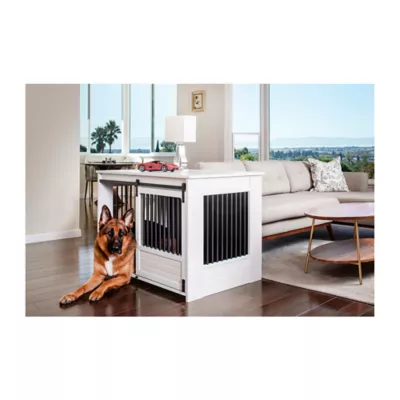 New Age Pet®® ECOFLEX® Barn Door End Table Dog Crate, Grey & White - Image 2
