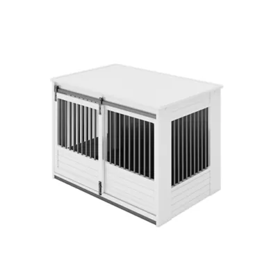 New Age Pet®® ECOFLEX® Barn Door End Table Dog Crate, Grey & White - Image 3