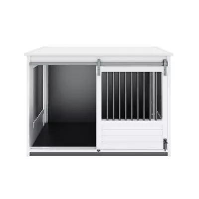 New Age Pet®® ECOFLEX® Barn Door End Table Dog Crate, Grey & White - Image 4