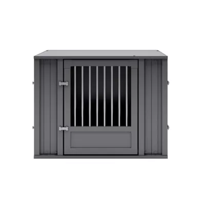 New Age Pet® ECOFLEX® Flexi Door Dog Crate & End Table, Black & White - Image 1