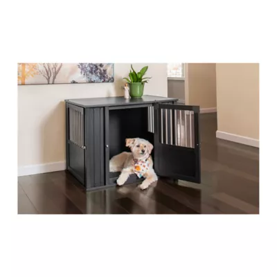 New Age Pet® ECOFLEX® Flexi Door Dog Crate & End Table, Black & White - Image 2