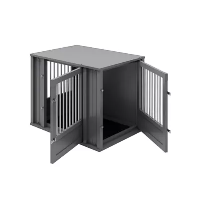 New Age Pet® ECOFLEX® Flexi Door Dog Crate & End Table, Black & White - Image 3