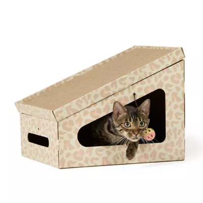Product Whisker City® Cheetah Angled Hut Cat Scratcher
