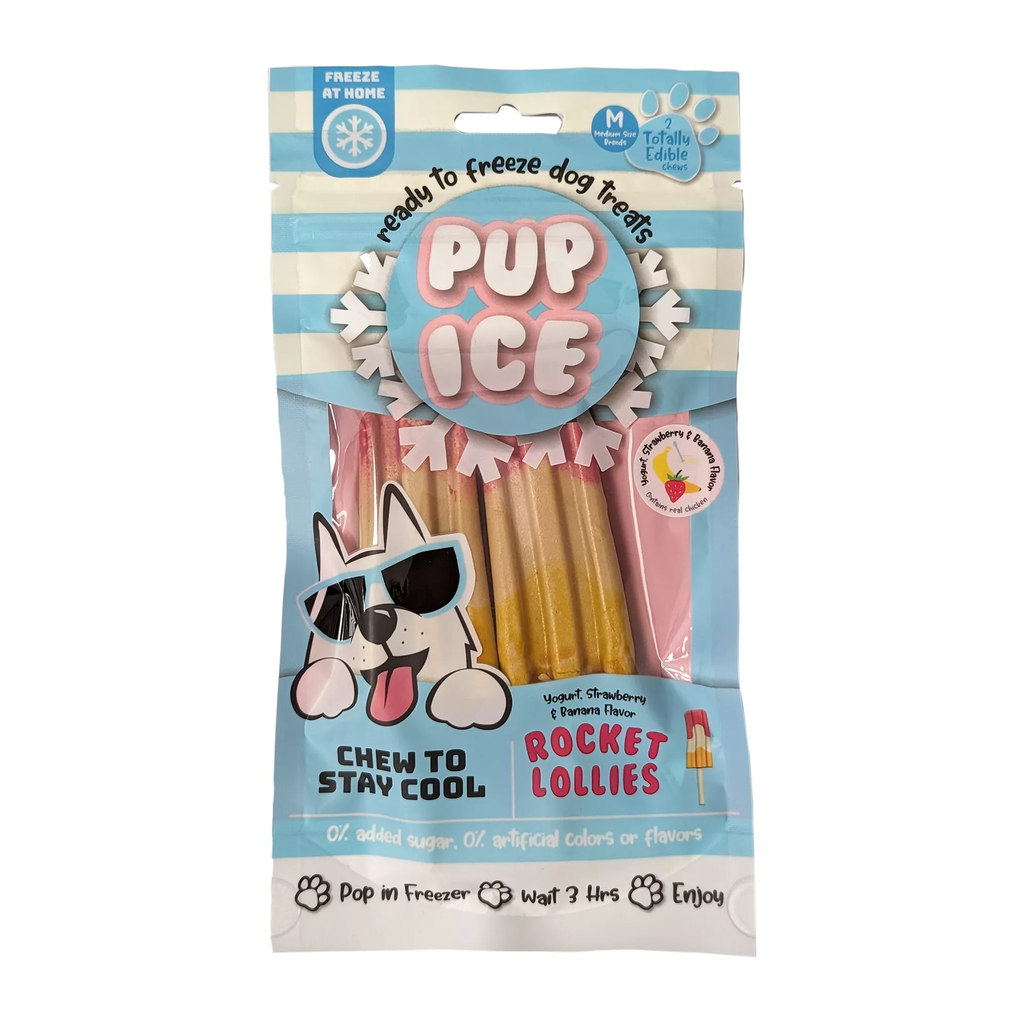 Pup Ice Strawberry Banana Rocket Dog Treat 2 Counr 3 OZ
