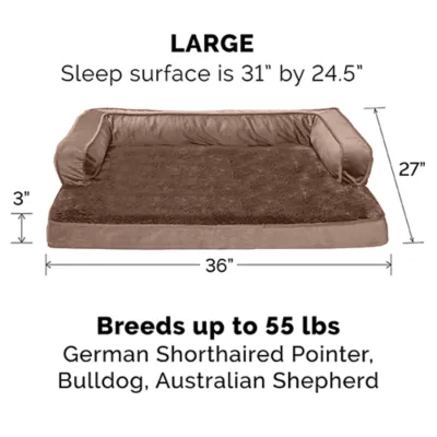 Product FurHaven Plush & Velvet Comfy Couch Orthopedic Sofa-Style Dog Bed - Almondine