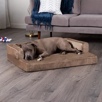 Product FurHaven Plush & Velvet Comfy Couch Orthopedic Sofa-Style Dog Bed - Almondine