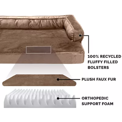 Product FurHaven Plush & Velvet Comfy Couch Orthopedic Sofa-Style Dog Bed - Almondine