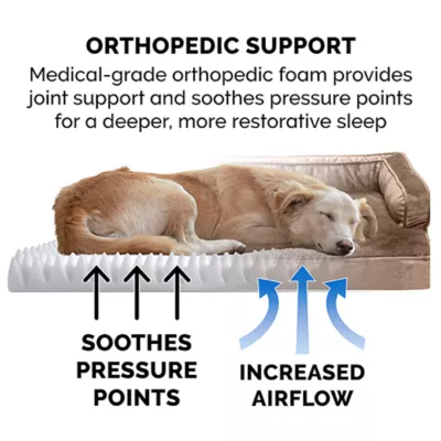 Product FurHaven Plush & Velvet Comfy Couch Orthopedic Sofa-Style Dog Bed - Almondine