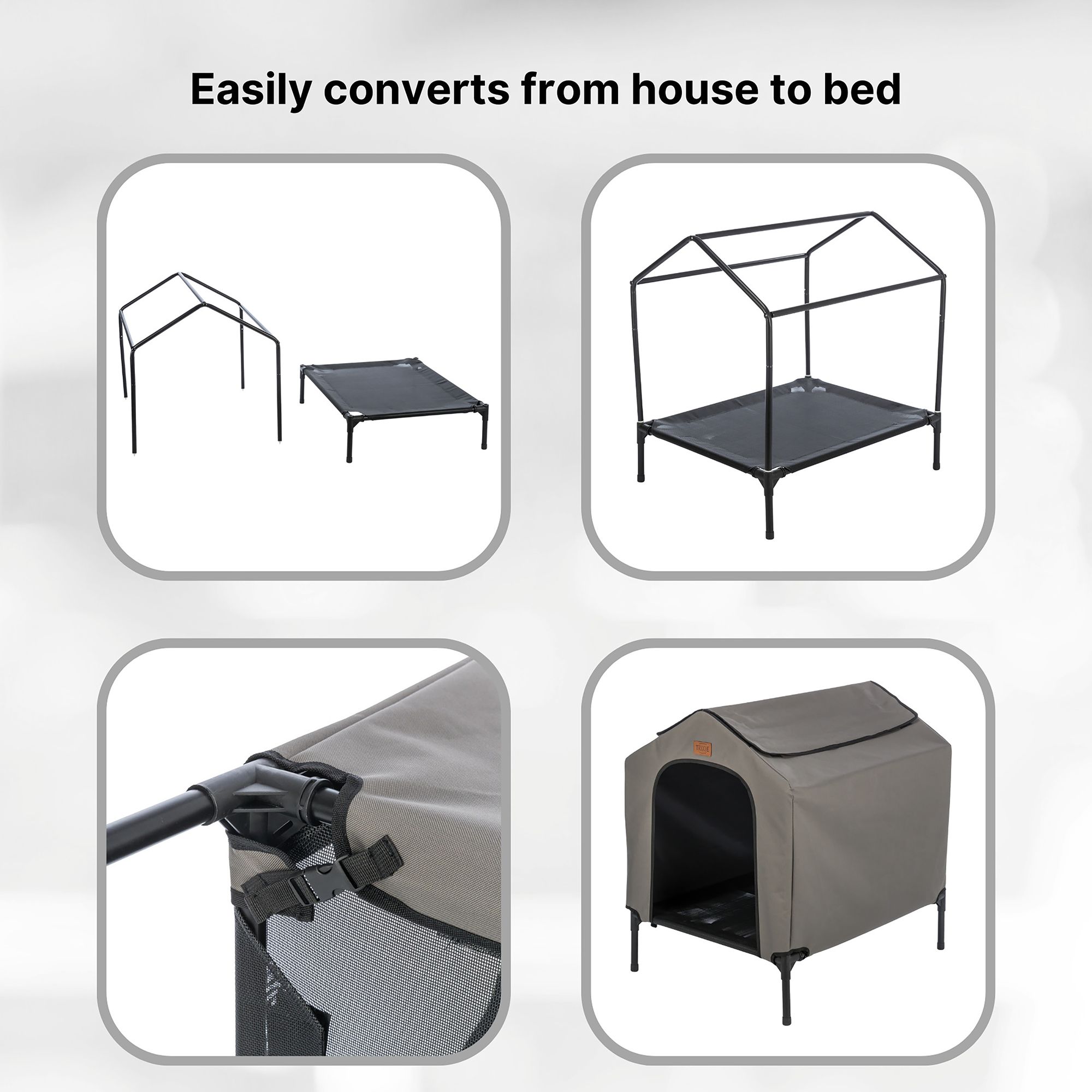 TRIXIE 2-in-1 Elevated Portable Dog House/Cot & Tent for Dogs