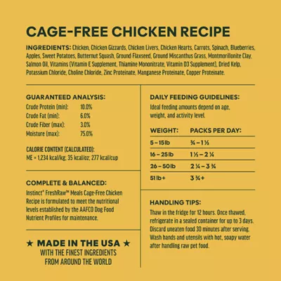 Product Instinct® FreshRaw Meals Adult Frozen Dog Food - Cage-Free Chicken