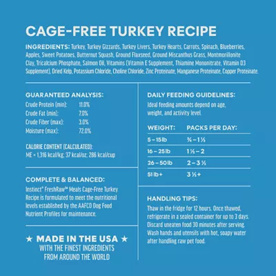 Product Instinct® FreshRaw Meals Adult Frozen Dog Food - Cage-Free Turkey