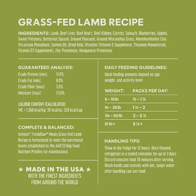 Product Instinct® FreshRaw Meals Adult Frozen Dog Food - Grass-Fed Lamb