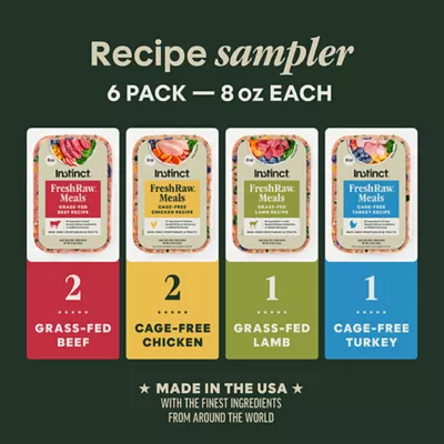 Product Instinct® FreshRaw Meals Sampler Variety Pack Adult Frozen Dog Food - 8 oz Pouches, 6 Count