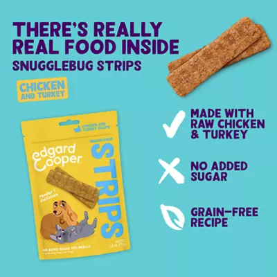 Product Edgard & Cooper Meaty Strips All Life Stages Dog Treats - Grain Free, Turkey & Chicken