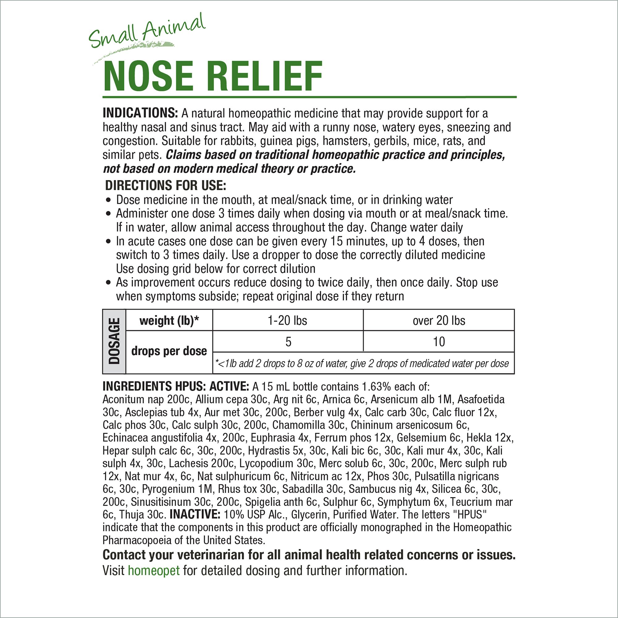 HomeoPet Small Pet Nose Relief Respiratory Support Supplement - thumbnail 6