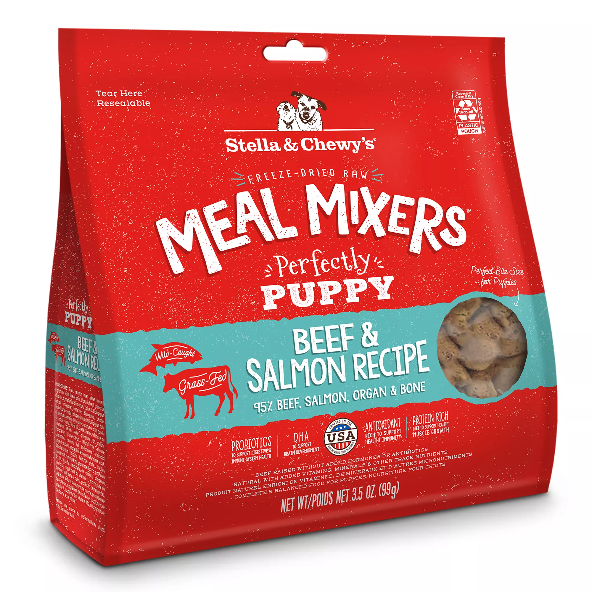 Stella & Chewy's Freeze-Dried Raw Meal Mixers Puppy Dog Food Topper - Beef & Salmon