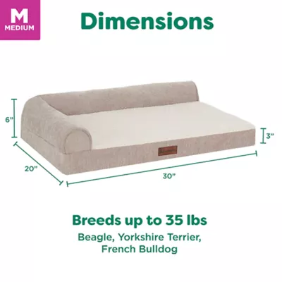 FurHaven Plush & Grid Cord Memory-Top Deluxe L-Chaise, Mink - Image 2