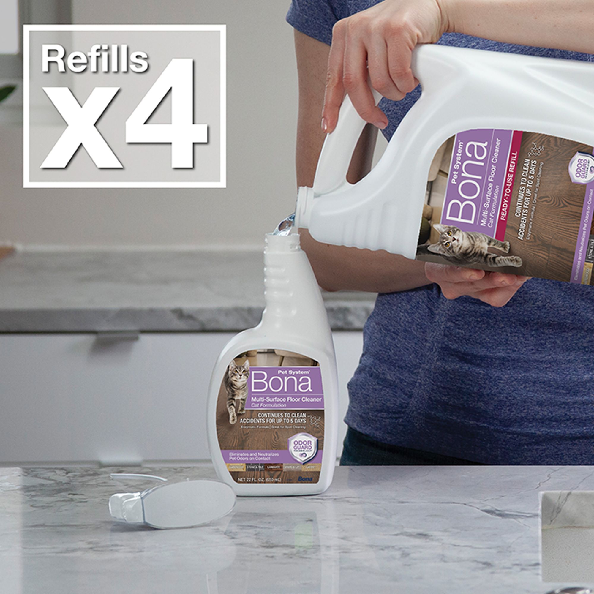 Bona® Pet System Multi-Surface Floor Cleaner Refill, Cat Formula, Safe for Hard-Surfaces & Carpet - thumbnail 4