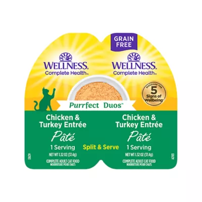 Wellness® Purrfect Duos Adult Cat Wet Food - Grain Free, Pate, 2.64 Oz - Image 1