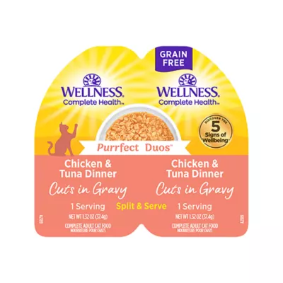 Wellness® Purrfect Duos Adult Cat Wet Food - Natural, Grain Free, Cuts, 2.64 OZ - Image 1