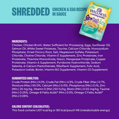 Product Wellness Cat - Shredded, Chicken & Egg, 2.8 OZ