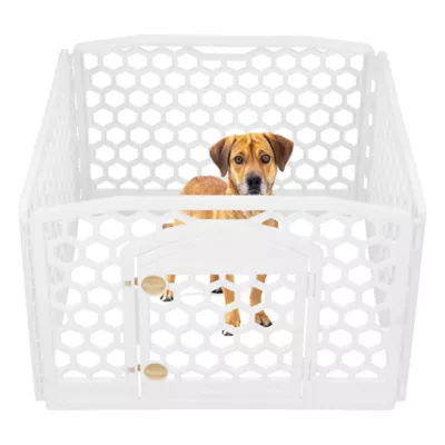 Product IRIS, 24-inch Exercise Multi-Panel Pet Playpen with Door, White