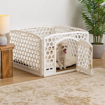 Product IRIS, 24-inch Exercise Multi-Panel Pet Playpen with Door, White