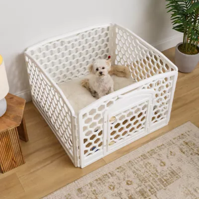 Product IRIS, 24-inch Exercise Multi-Panel Pet Playpen with Door, White