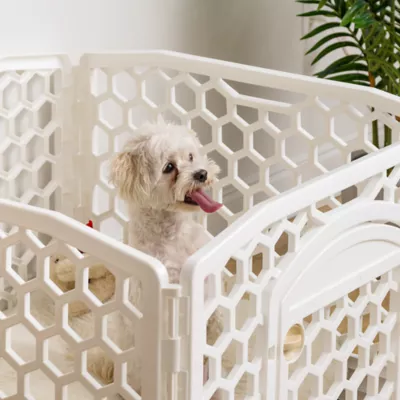 Product IRIS, 24-inch Exercise Multi-Panel Pet Playpen with Door, White