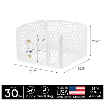 Product IRIS, 24-inch Exercise Multi-Panel Pet Playpen with Door, White