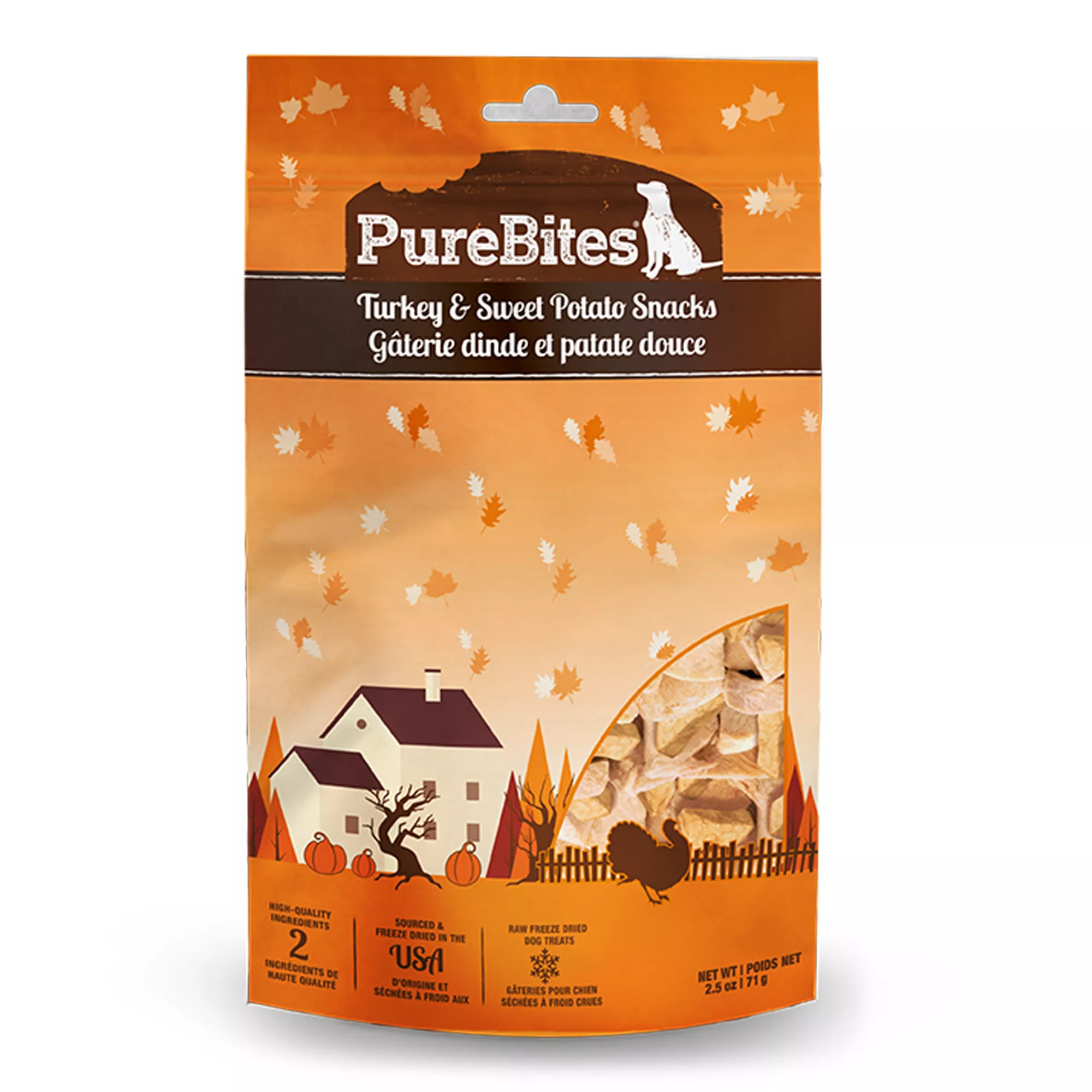PureBites Fall Freeze Dried Dog Treats - Turkey & Sweet Potato, 71g/2.5oz