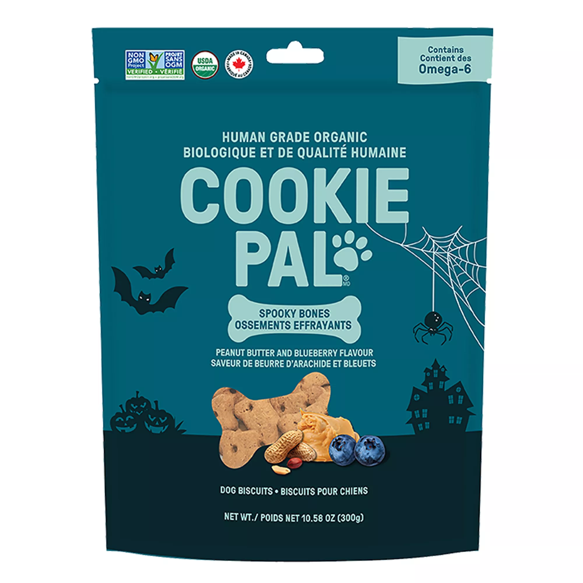 COOKIE PAL Spooky Bones Dog Treats - Peanut Butter & Blueberry, 300g
