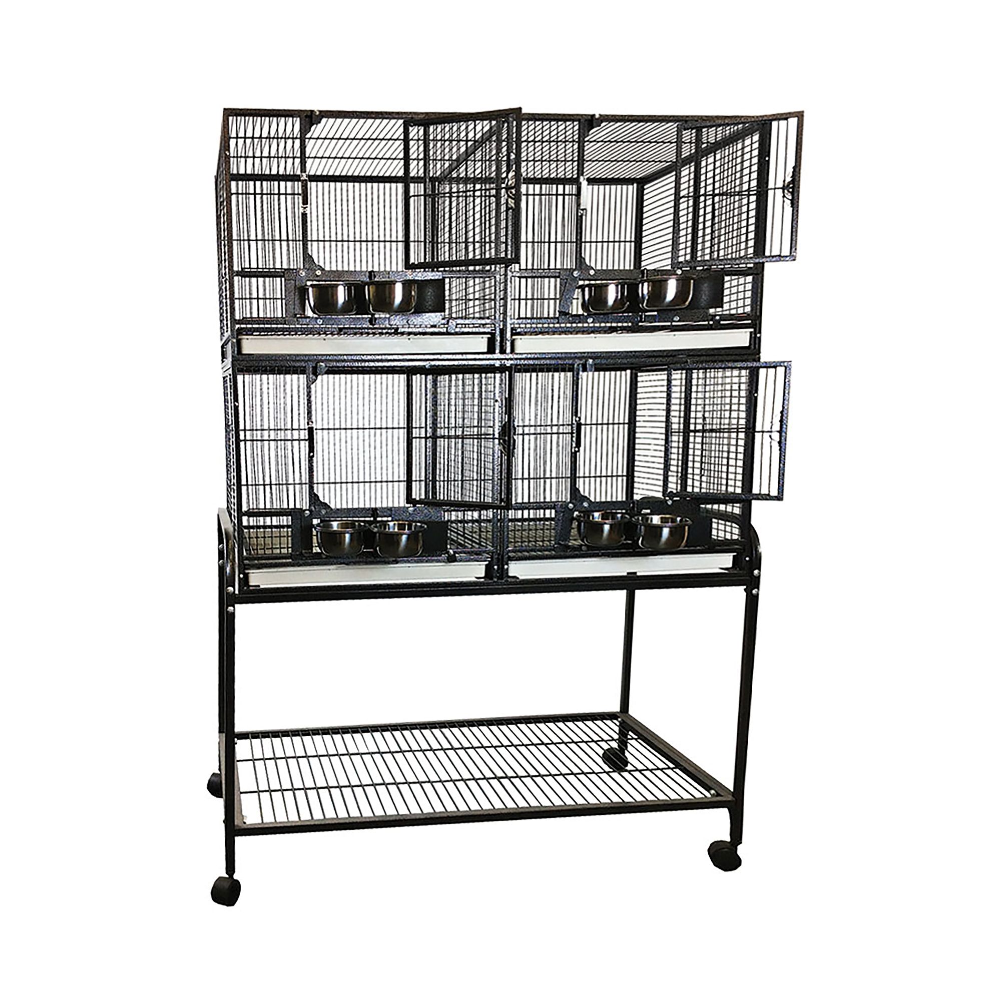 A&E Cage Company Four Unit Bird Cage with Stand Black for Large Birds - thumbnail 2