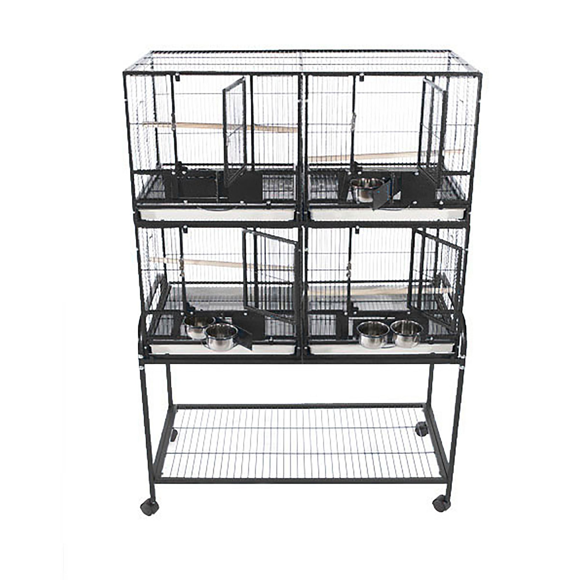 A&E Cage Company Four Unit Bird Cage with Stand Black for Large Birds - thumbnail 3