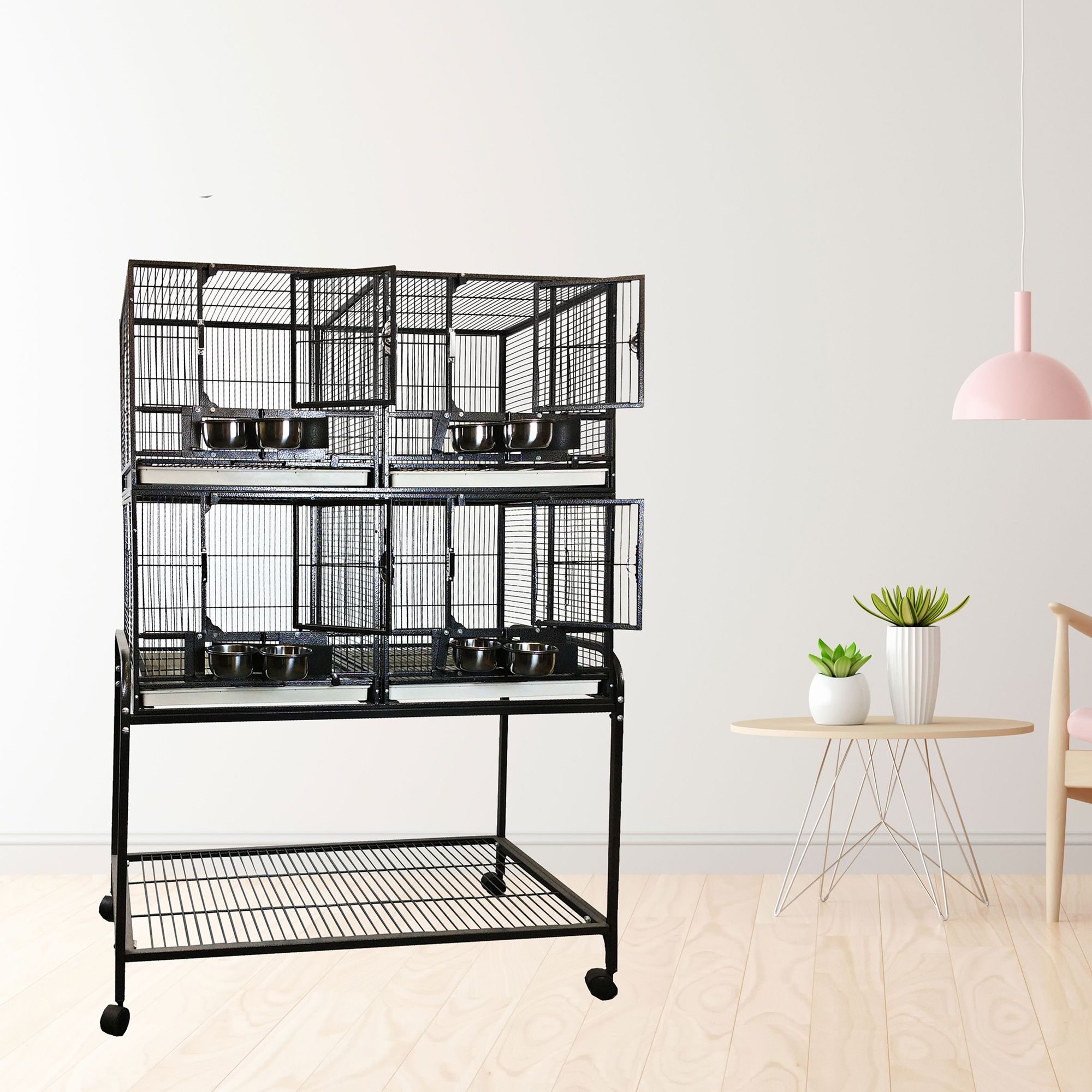 A&E Cage Company Four Unit Bird Cage with Stand Black for Large Birds - thumbnail 4