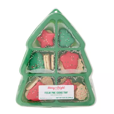 Product Merry and Bright Tree Shaped Cookie Tray Dog Treats 10 OZ