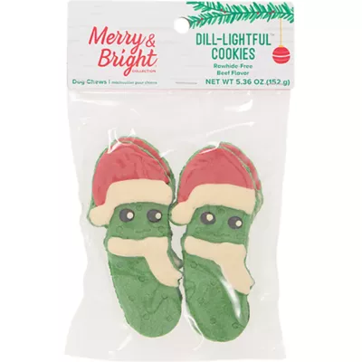 Product Merry and Bright Rawhide Alternative Pickles Dog Treats 4 Count 5.3 OZ